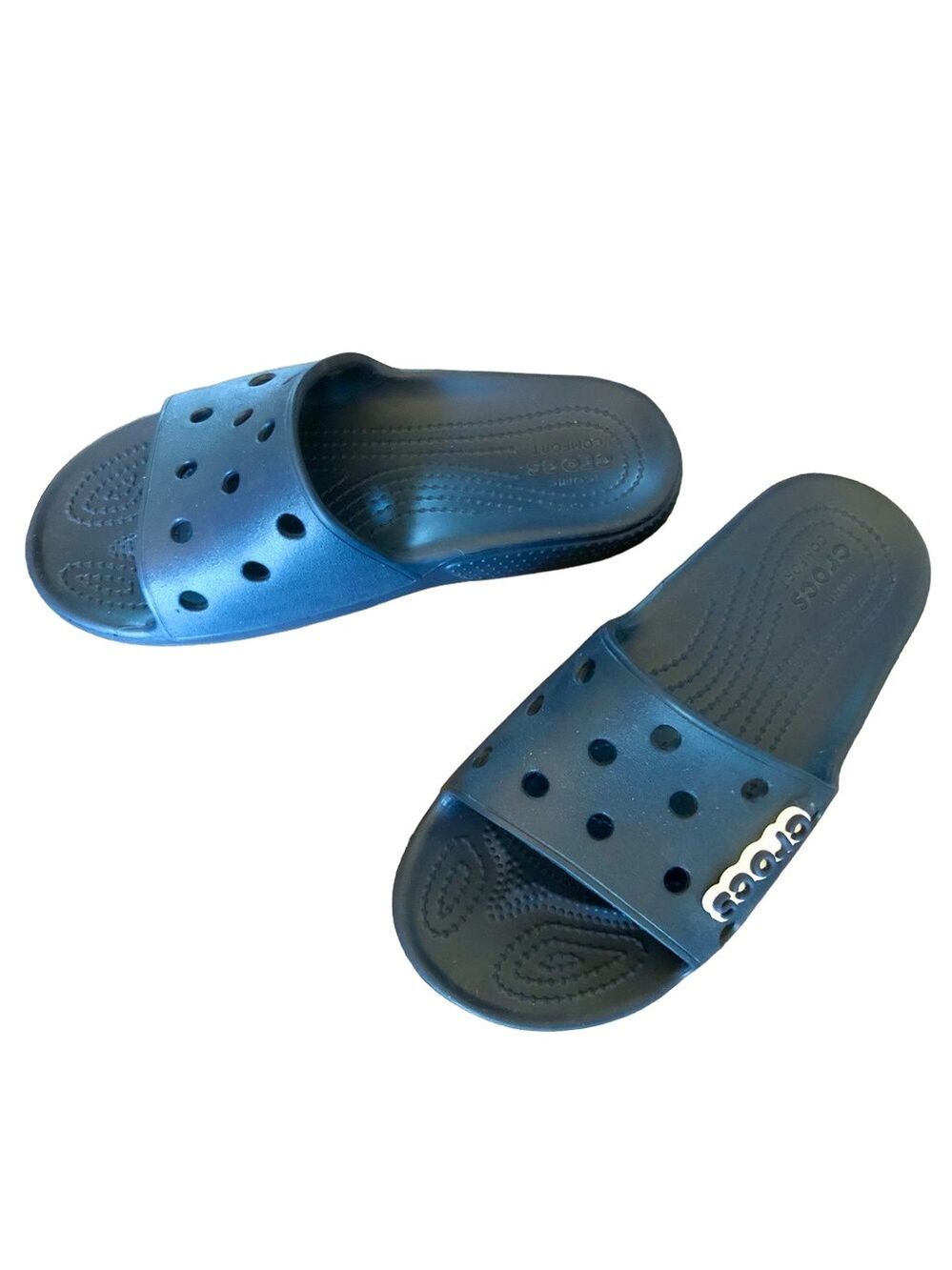 CROCS Classic II Slide Sandals Navy Blue men’s 3/women’s 5 with crocs charm